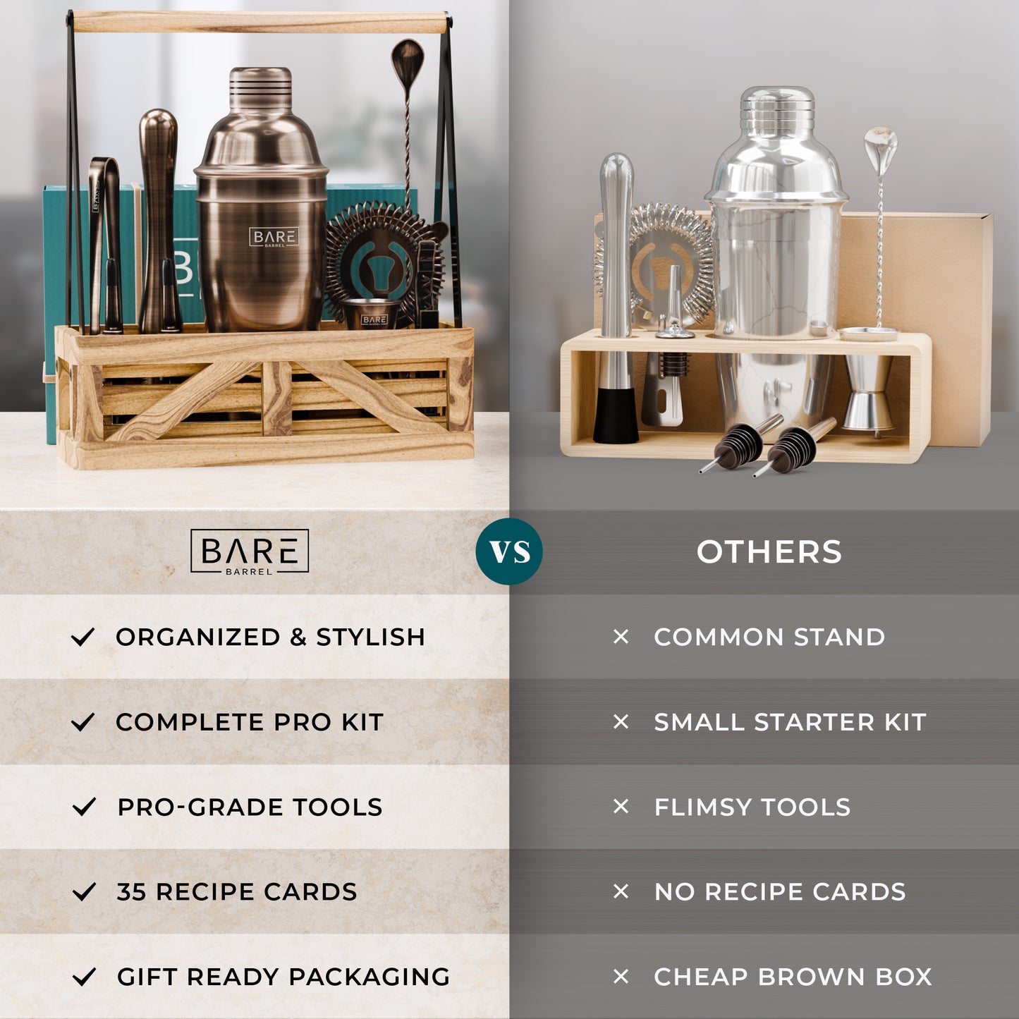 Caddy Cocktail Bartender Kit - Brass.