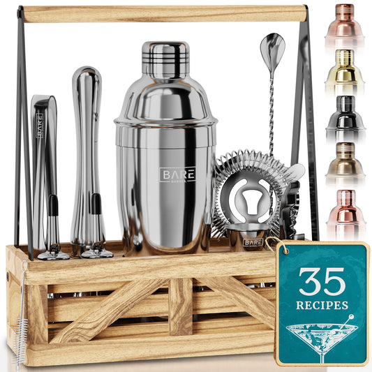 Caddy Cocktail Bartender Kit - Polished Silver.