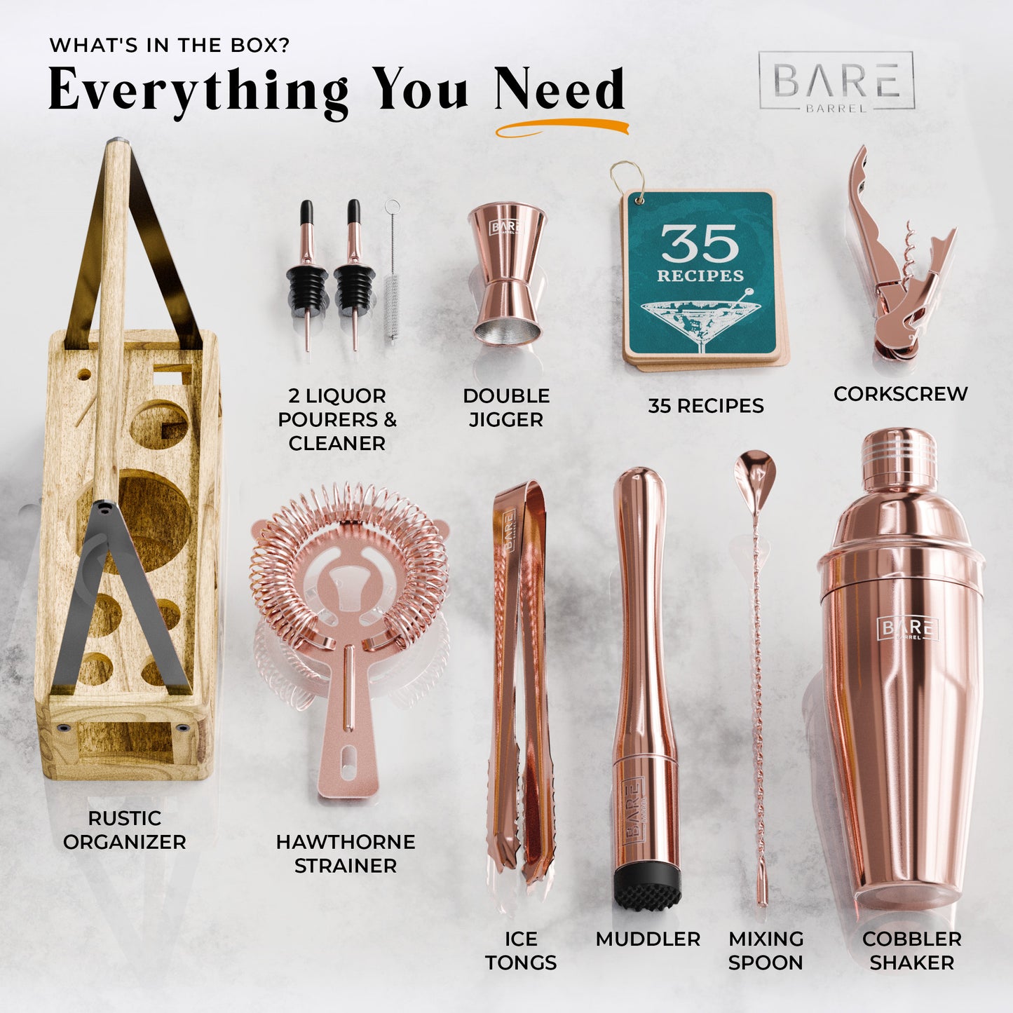 Caddy Cocktail Bartender Kit - Rose.