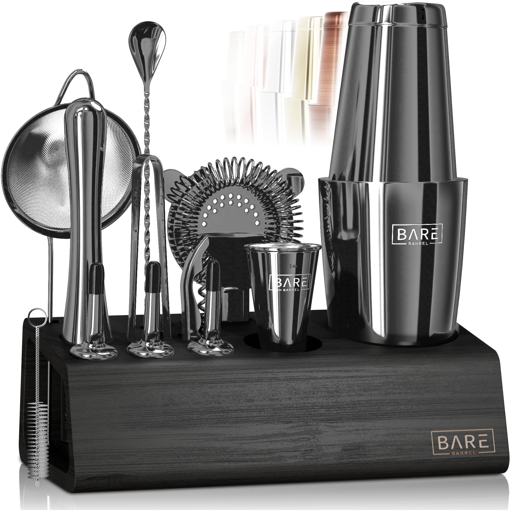 artender Kit Silver Black | Home Bar Set Cocktail Shaker Set | Bo 並行輸入品