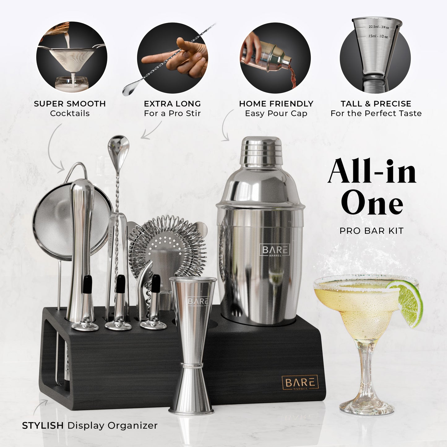 Original Cobbler Bartender Kit - Silver Black