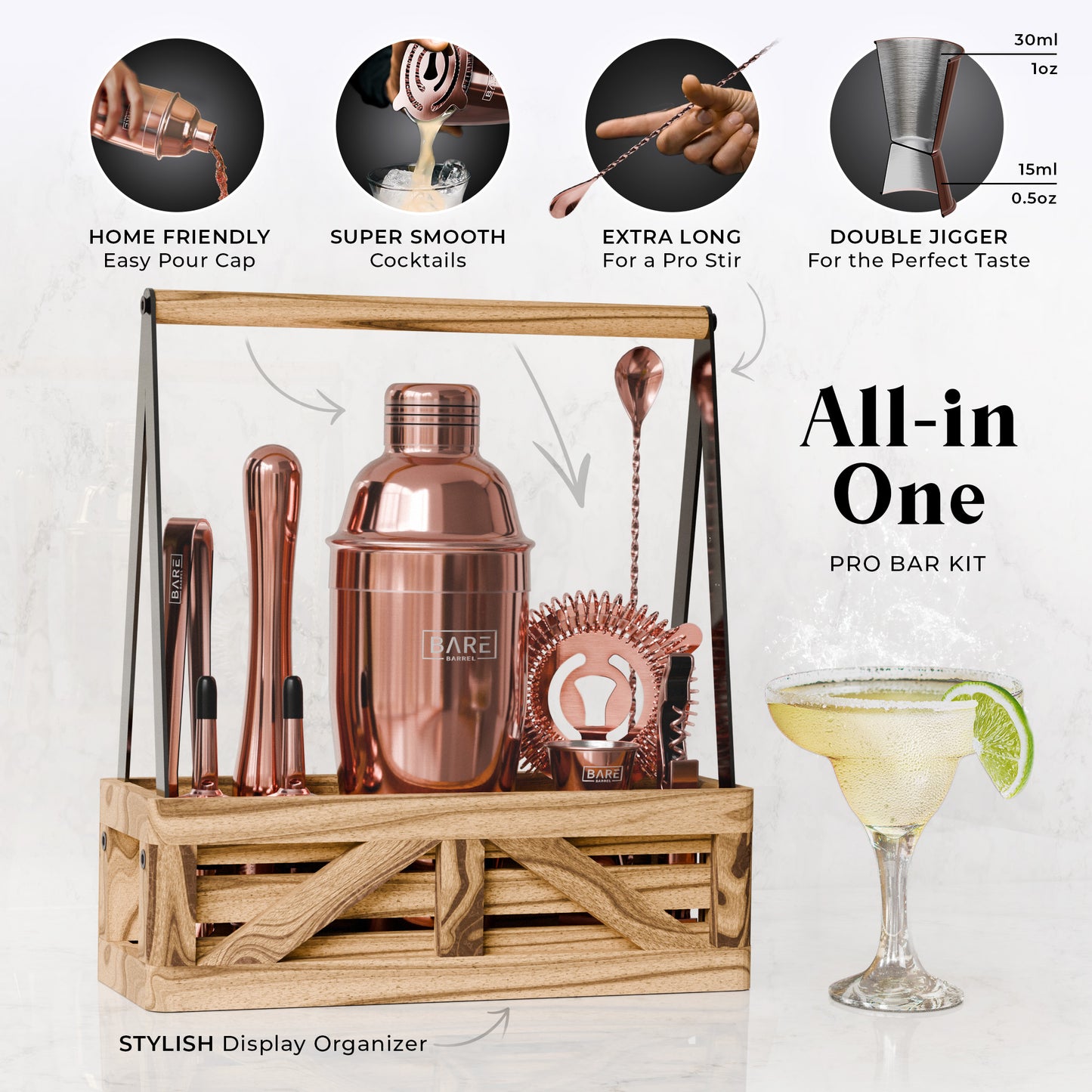 Caddy Cocktail Bartender Kit - Rose.