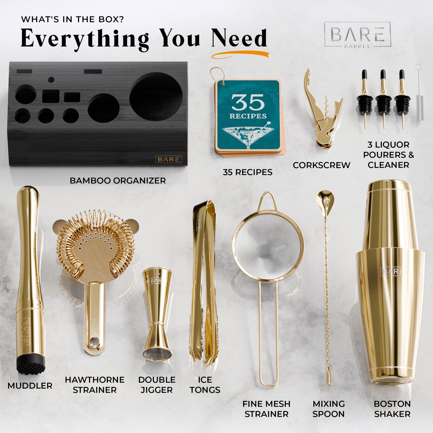 Original Boston Bartender Kit - Gold