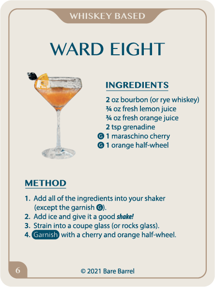 Ward Eight Recipe - Whiskey Based Cocktail by Bare Barrel