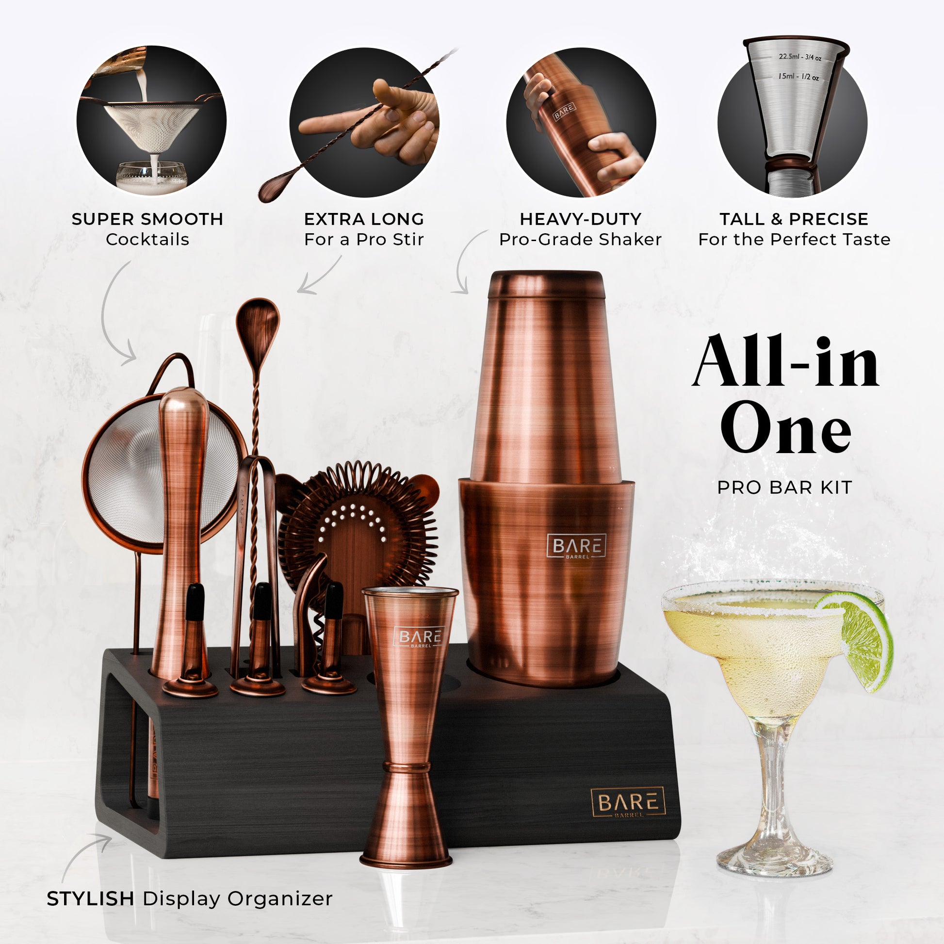 BARE BARREL Cocktailset, 14-delige bartenderset, cocktailshakerset, maker | bamboe displaystandaard & 35 receptkaarten, Mixology cocktailcadeauset (800 ml Boston Shaker, Jet Black/Black BARE BARREL Cocktailset, 14-delige bartenderset, cocktailshakerset, maker | bamboe displaystandaard & 35 receptkaarten, Mixology cocktailcadeauset (800 ml Boston Shaker, Jet Black/Black