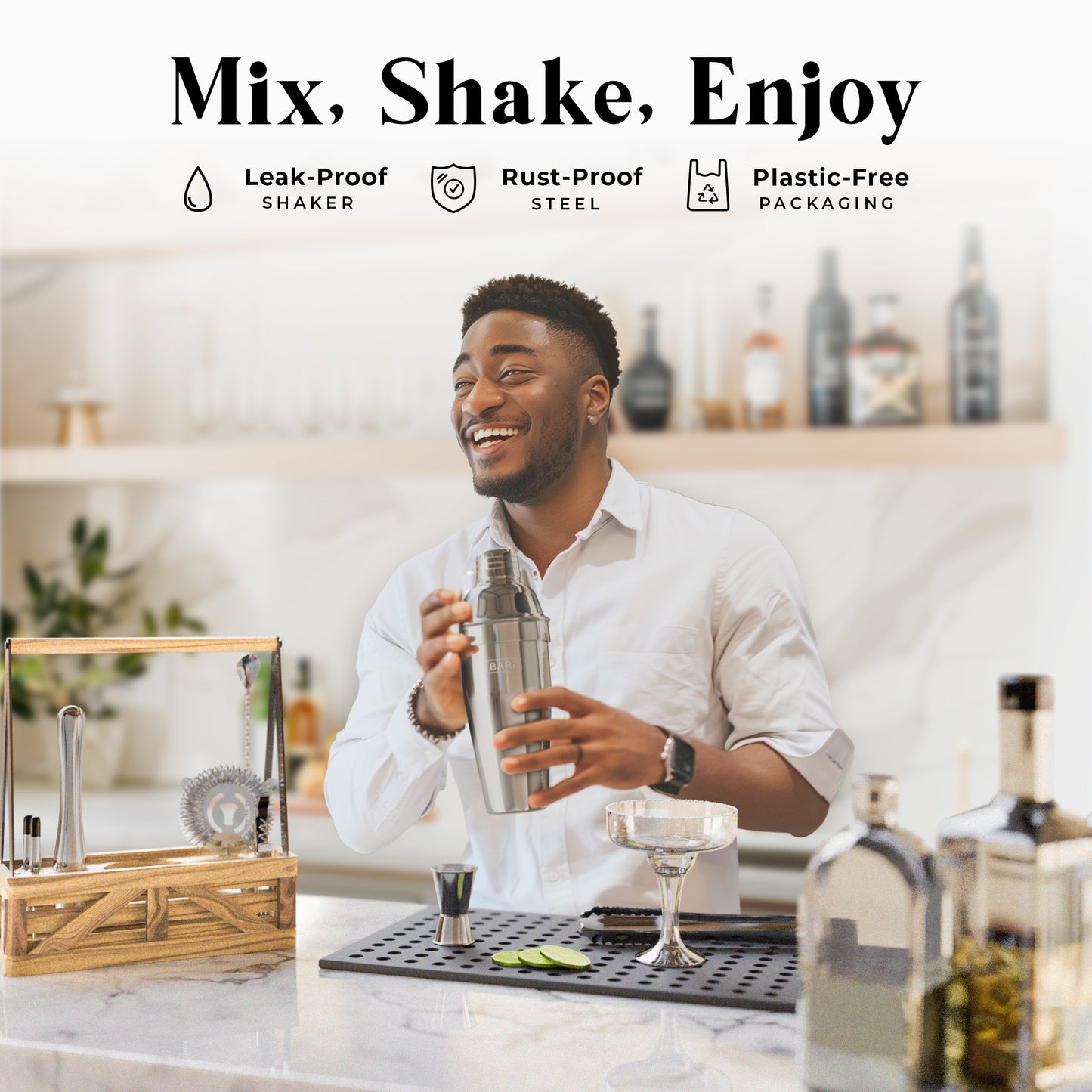 Caddy Cocktail Bartender Kit - Polished Silver.