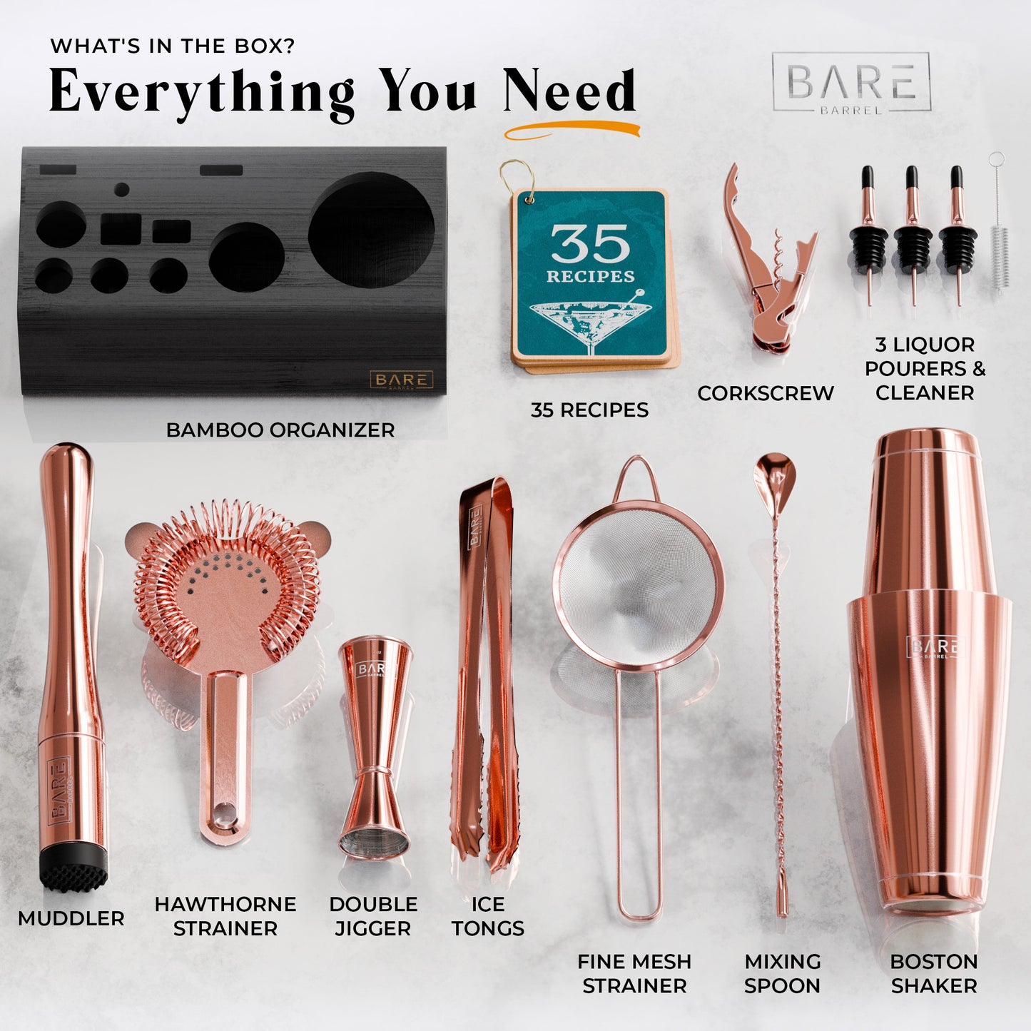 Original Boston Bartender Kit - Rose Gold