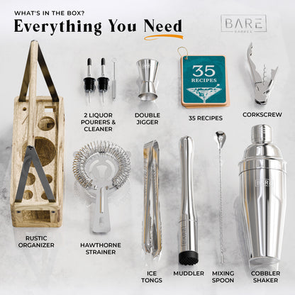 Caddy Cocktail Bartender Kit - Pale Silver