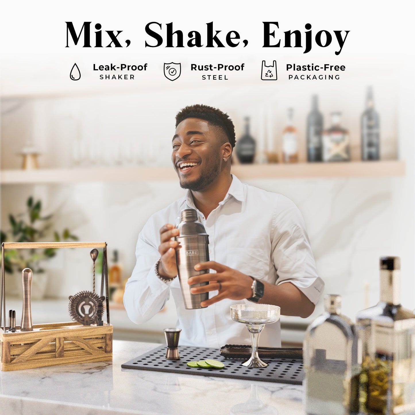 Caddy Cocktail Bartender Kit - Brass.