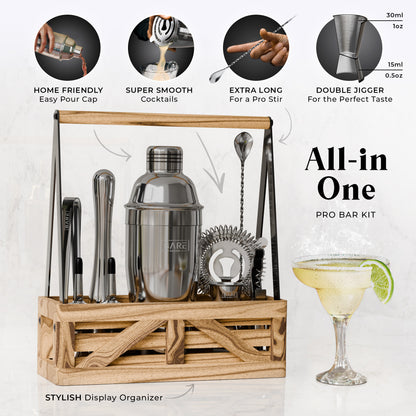Caddy Cocktail Bartender Kit - Polished Silver.