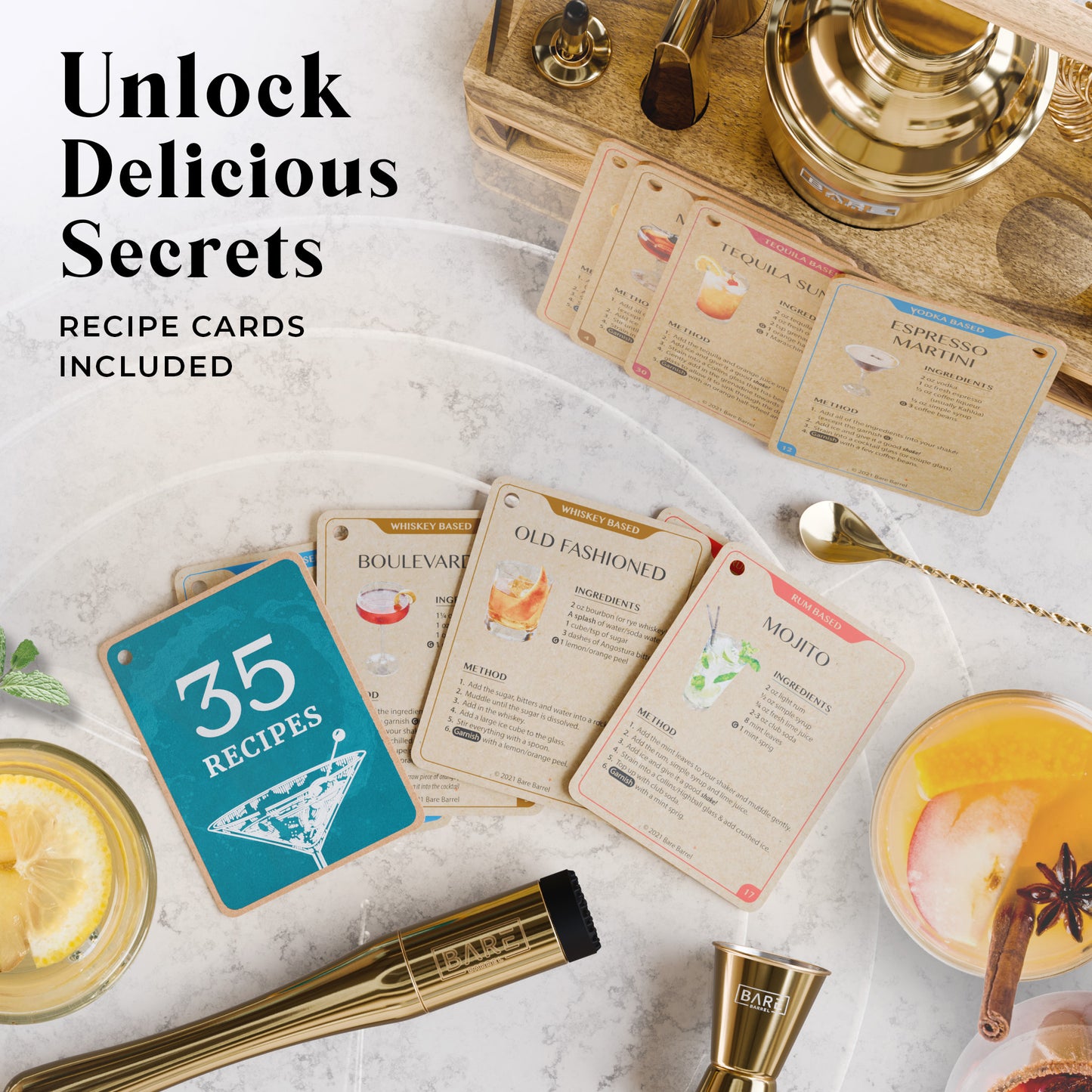 Caddy Cocktail Bartender Kit - Royal Gold