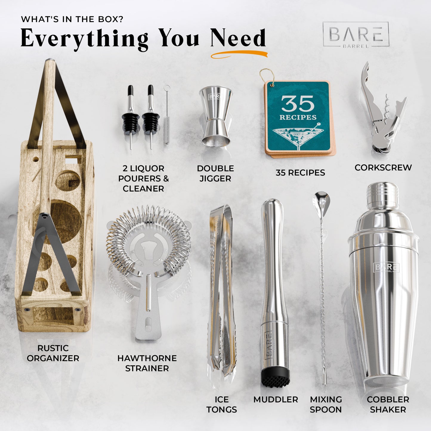Caddy Cocktail Bartender Kit - Gray