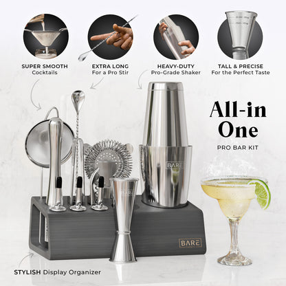 Original Boston Bartender Kit - Graphite Silver