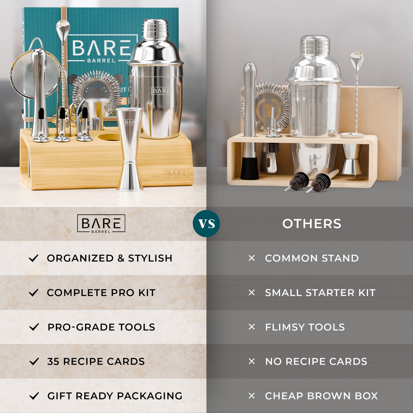 Original Cobbler Bartender Kit - Silver