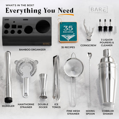 Original Cobbler Bartender Kit - Silver Black