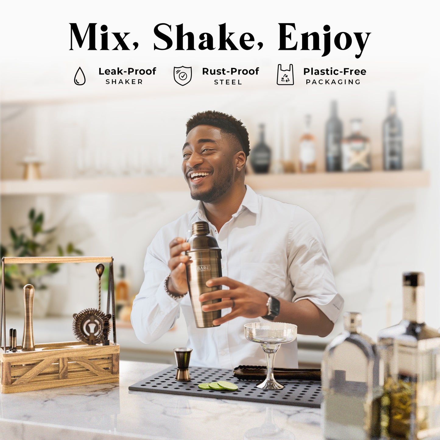 Caddy Cocktail Bartender Kit - Brushed Brass