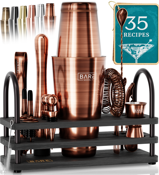 Sleek Boston Bartender Kit - Antique Copper