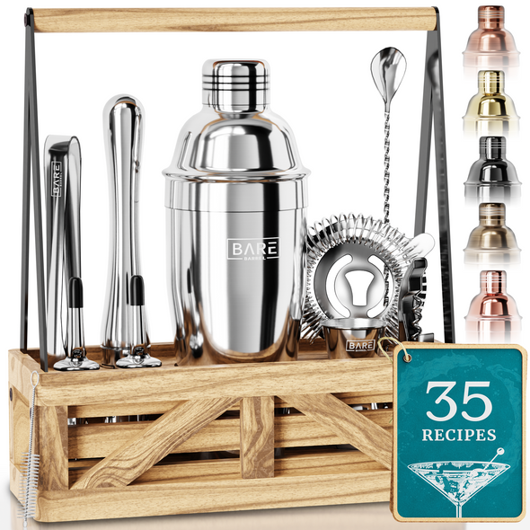 Caddy Cocktail Bartender Kit - Silver