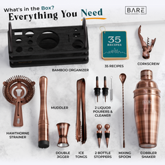 Sleek Cobbler Bartender Kit - Antique Copper